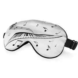 NOHSHE Piano Keyboard Sleep Eye Mask Music Note Stave White Silk Eye Mask Sleeping Soft Eye Shade Cover for Men Women Boy Girl Airplane Travel with Elastic Strap