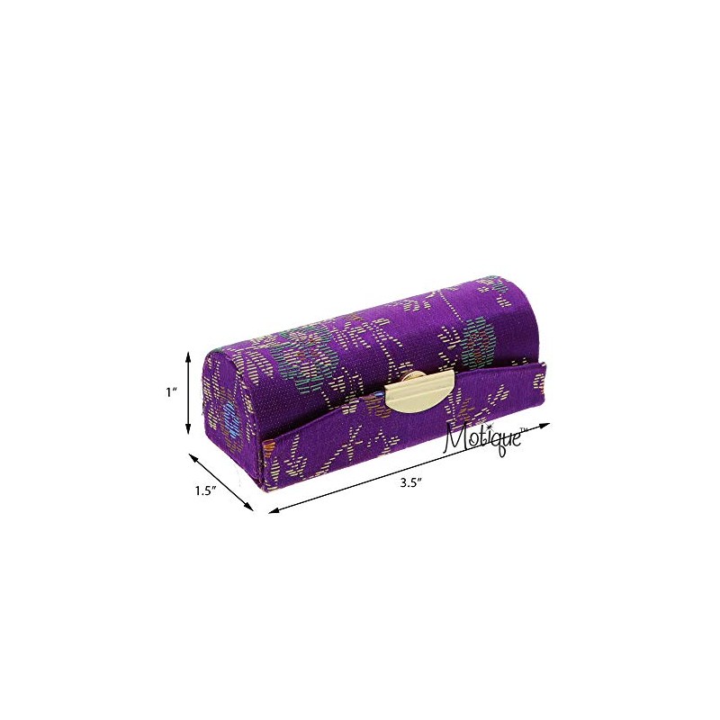 Motique Accessories Purple Lipstick Case with Brocade Design
