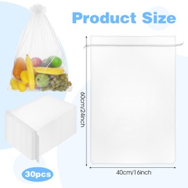 Nodaaiie 30 Pcs White Organza Bags, 16 x 24 Inches Extra Large Drawstring Gift Pouches for Wedding Favors, Jewelry, Candy, Party Decorations