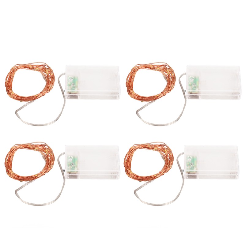 4pcs LED String Lights 5.3m 52pcs Lamp Beads Warm Lighting
