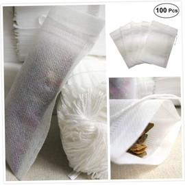 FELTECHELECTR Tea Packaging 100 Non-Woven Drawstring Tea Bags Empty Tea Filter Bags for Storage