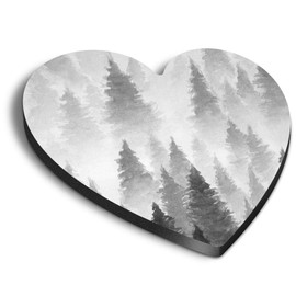 1 x Heart MDF Magnets - Watercolour Trees Artistic Woodland 41204