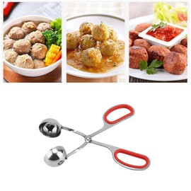 Meatball Rice Balls Clip Maker Stainless Steel with Non-Stick Coating for Meatball and Riceball Making (Red)