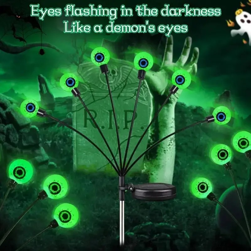 Solar Eyeball Lights for Halloween Decor – 6-Head Outdoor Stake