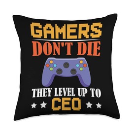 Gaming-CEO Geschenke zum Geburtstag Gamer Spruch Passionate Gifts for Playful Executive Throw Pillow, 18x18, Multicolor
