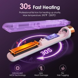 Cordless Hair Straightener Portable Travel Rechargeable Flat Iron, Fast Heating, Adjustable Temperature for Professional Straightening & Curling – Portable and Travel-Friendly