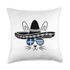 Easter Bunny Rabbit Greece Flag Greek Easter Throw Pillow