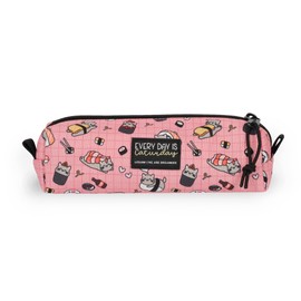Legami - My Pencil Case, Zipper, Recycled Plastic, Durable, Spacious, Practical, School Pencil Case, Office Case, 22 x 6 cm, pink, SUSHI CAT