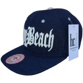 Headchange Long Beach Flat Brim Blue Cap Snap Back Adjustable Punk Rock Hat LBC