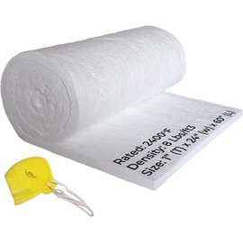 Ceramic Fiber Insulation Blanket, 8# 2400F, 1" x 24" x 60", Fireproof Insulation Blanket for Pizza Oven, Furnace, Forge, Chimney, Kiln, Fireplace, Wood Stove Insulation, Dishwasher Insulation Blanket