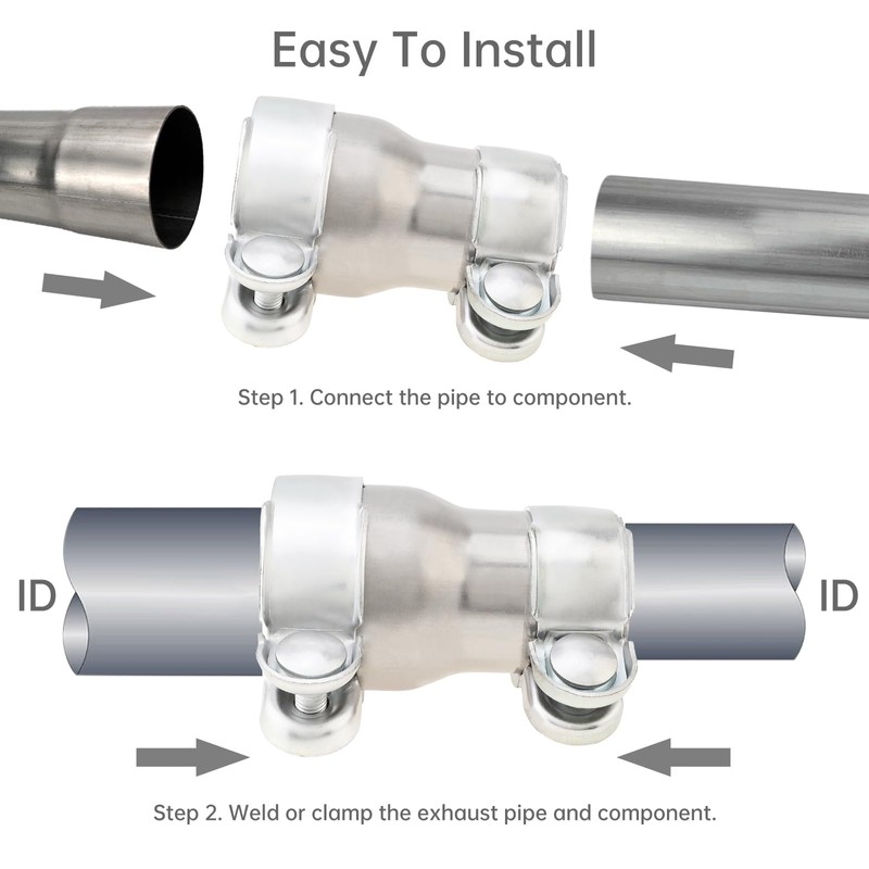 ePathChina 2 to 2.5 Inch Double Clamp Reducing Pipe Exhaust