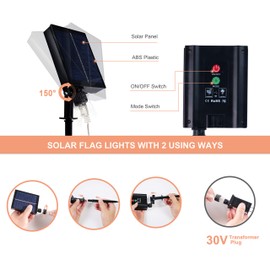 DANLI Solar Powered American Flag Light, Waterproof 420 LED String Lights with Remote, US Flag Light with Plug, 8 Modes Net Light Decoration for Garden Patio July 4th National Day Independence Day