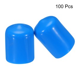 sourcing map 100pcs 15mm Rubber End Caps Cover PVC Vinyl Screw Thread Protector Round Wire Shelf Caps for Screw Bolt Pipe Fence Post, Light Blue