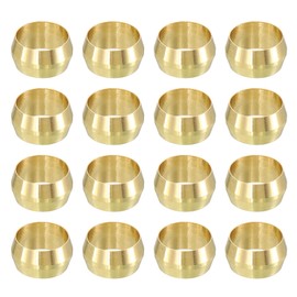 sourcing map 30Pcs Fit for 12mm(1/2") Tube OD Brass Compression Sleeve Ferrules Brass Compression Tube Fitting for Water Oil Air Pipe