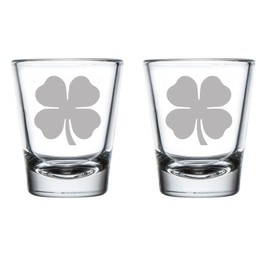 MIP Brand Set of 2 Shot Glasses 1.75oz Shot Glass 4 Leaf Clover