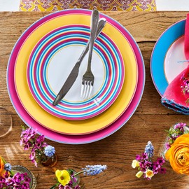 Spode Kit Kemp Calypso 13" Serving Platter | Vibrant Pink | Porcelain | Dishwasher and Microwave Safe | Ideal for Salad, Snacks, and Appetizers | Elegant Presentation | Home & Gathering Use