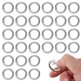 30 Pcs Spring O Rings, Trigger Metal Key Ring Clips, Spring Snap Clip Hooks, Round Split Rings, Circle Snap Clamp Clasp Spring Keyring Buckle for Purse Strap Craft Jewelry Handbag Making Hardware