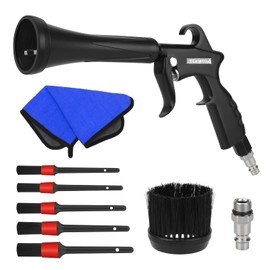 MYPIN New Car Cleaning Gun, 8-12 Bar High Pressure Air Blow Gun with 2 Sets of Nozzles, Car Interior Cleaning for Car Upholstery Carpet Seat (Black)