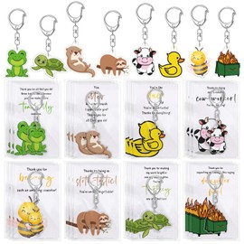 Landical 18 Set Positive Thank You Keychains Gifts Bulk Student Back to School Animal Keychains Gifts with Emotional Support Cards (Elegant)