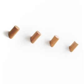 anaan One-Tenth Wooden Wall Coat Rack Coat Hooks Wood Wall Hooks Hanging Clothes Decorative Wall Mounted Decor Design (Beech, Set of 4 S Φ3*6cm)