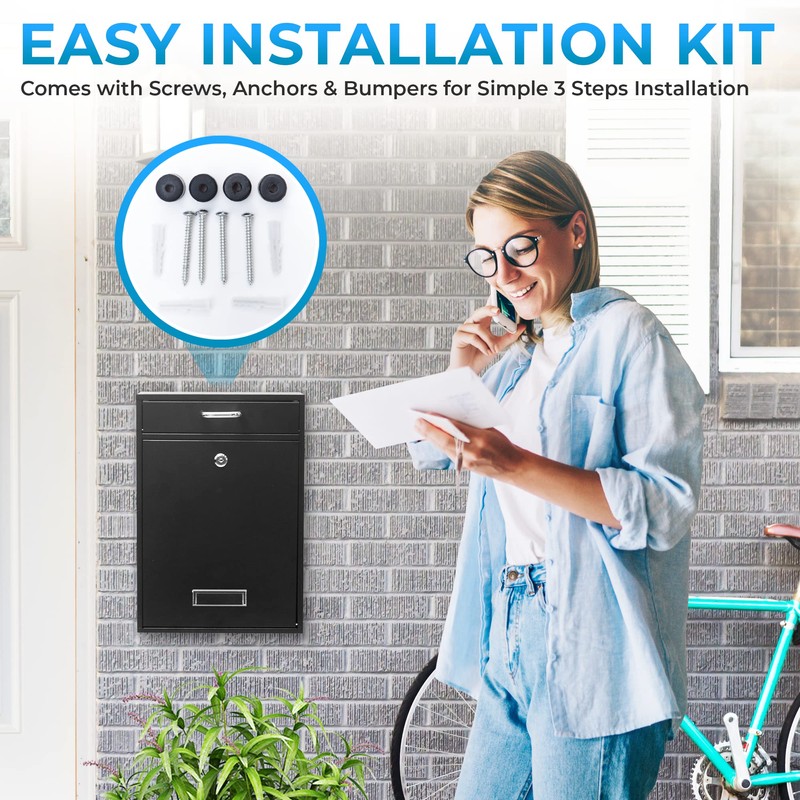 Wall Mounted Locking Vertical Dropbox Mailbox - Safe and Secure