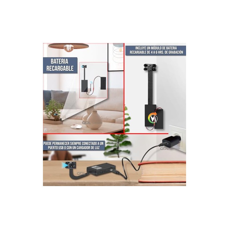 Mini Camara de Vigilancia WiFi Inalambrica DIY Flexor Vision Nocturna,