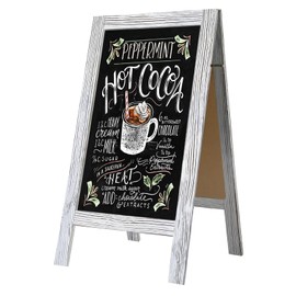 TEAKMAMA Chalkboard Signs 40x20 Standing A Frame Chalk Board Easel Sign Sandwich Board Signs Outdoor, Double Sided Blackboard for Business, Cafe, Weddings, White