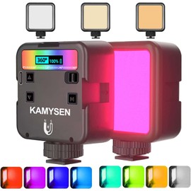 Luz de Relleno Portatil ,Luces De Video RGB,Luz De Cámara Led ,Panel Regulable de 360° a Todo Color,Pantalla LCD ,3 Modos de Iluminación ,2500-9000K,Soporte Magnético,Adecuada para TIK Tok,Fotografia,Video,Celular