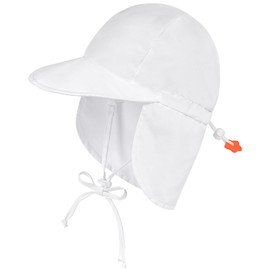 SimpliKids Baby Sun Hats UPF 50+ UV Ray Sun Protection Hat Toddler Swim Hat w/Neck Flap Sun Hat Toddler Sun Hat for Baby,White,12-24 Months