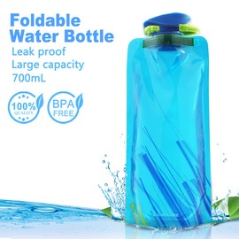 Leikurvo Foldable Water Bottles, Pack of 8, 700 ml Foldable Drinking Bottle, Flexible Foldable Water Bottles, Reusable Water Bottles, Hydration Backpacks for Hiking, Travel, Adventure