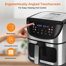 8.5QT Air Fryer with View Window - 10-in-1 Digital Air Fryers Toaster Oven for Baking, Roasting & Reheating - Stainless Steel Square Basket, 400°F Fast Cooking with 20Pcs Air Fryer Liner