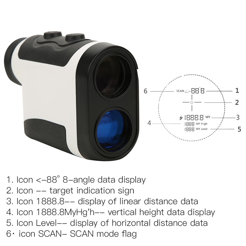 Rangefinders Handheld Diastimeter Monocular Telescope High Precision 600M Black+White