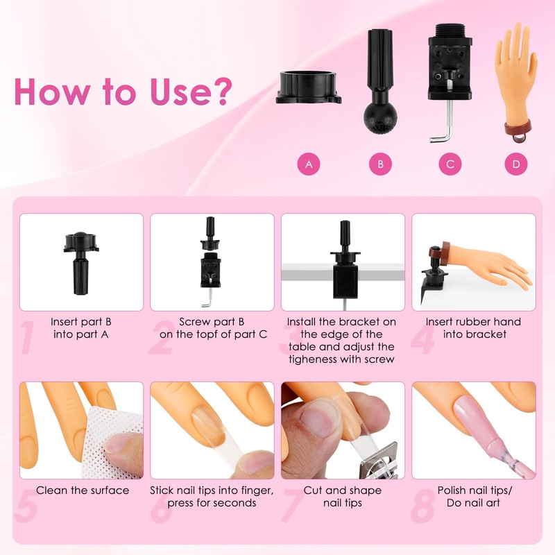 Yokilly Practice Hand for Acrylic Nails, Bendable Soft Nail Practice