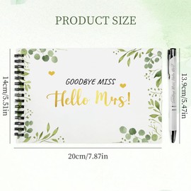 Hen Party Accessories Guest Book & Pen Set, Hen Do Keepsake, Eucalyptus Letters to The Bride Book, Bridal Shower Memory Scrapbook & Elegant Celebration Gift