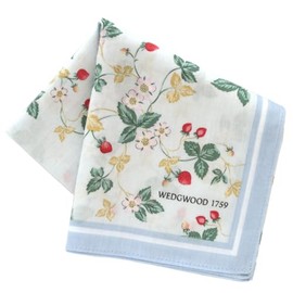 Wedgwood 138109-0002-01 Printed Handkerchief Wild Strawberry (Blue) Women's Handkerchief, Approx. 19.7 inches (50 cm), multicolor