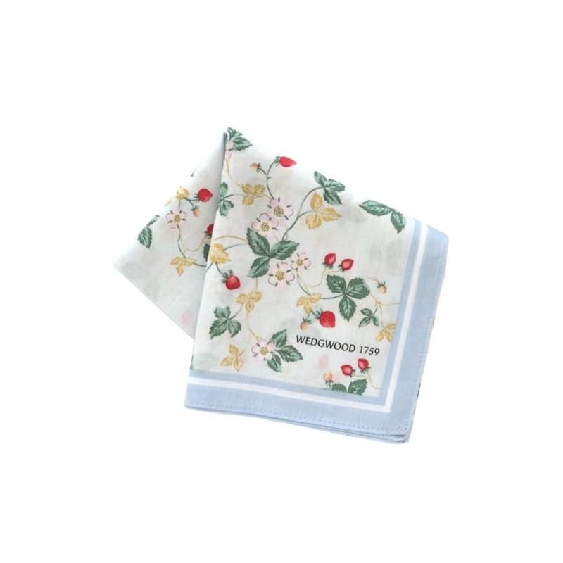 Wedgwood 138109-0002-01 Printed Handkerchief Wild Strawberry (Blue) Women's Handkerchief, Approx.