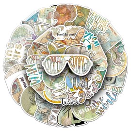 Bric Dodo Pack of 50 Card Stickers Car Laptop Phone Guitar Skateboard Motorcycle Bicycle Retro Map Stickers Set Vinyl Waterproof Aesthetic Stickers for Teenagers Children Adults