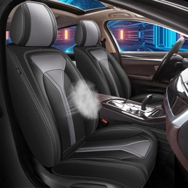 RAWAKORW 5 Seats Seat Covers Fit for Kia Sorento 2007-2023 2024 2025 Custom Breathable Leather Car Seat Cover Fit for Sorento (5 Seat,Black&Grey)