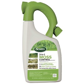 Scotts 3-in-1 Moss Control Ready-Spray, Fast-Acting Moss Killer for Lawns, Hard Surfaces, and More, 32 fl. oz.