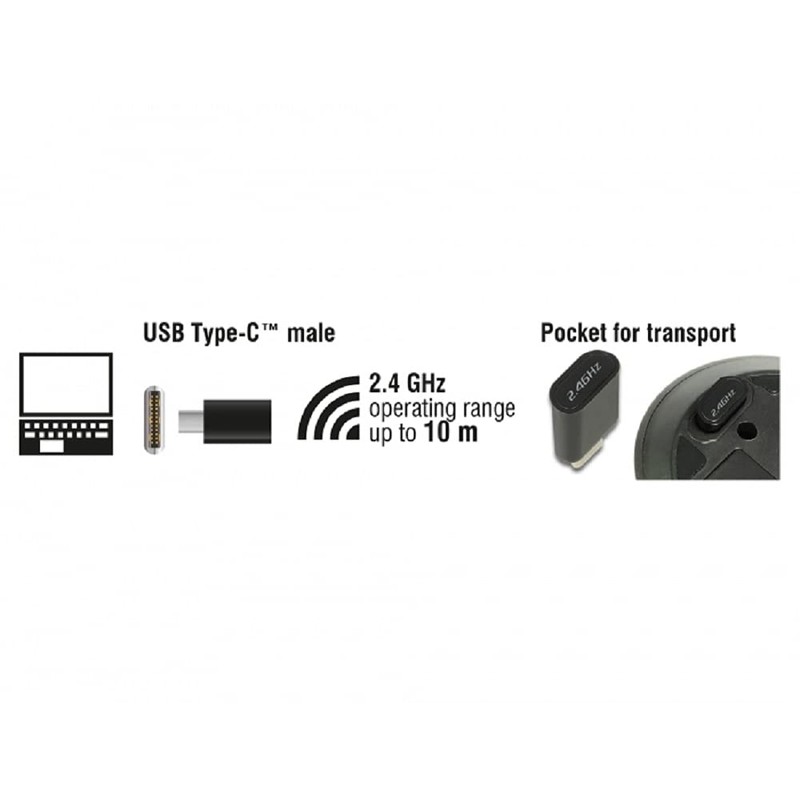 DeLOCK 12526 RF Wireless Optical 1000DPI Ambidextrous Black - mice