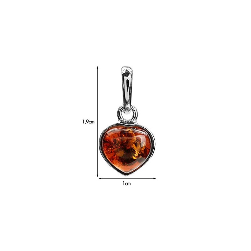 Amber Sterling Silver Heart Pendant