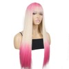 onemily Long Pink Wigs for Women 24Inch Straight Pink Wig