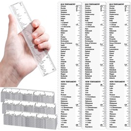 24 Pcs Clear Bible Verses Ruler with Scalloped Edge 6 Inch Christian Rulers with Books of The Bible for School Classrooms,Multitool or Bookmark(Old & New Testament)