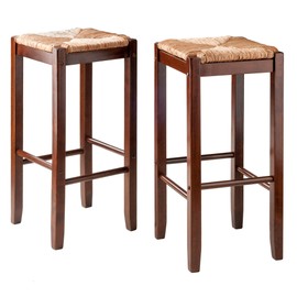 Winsome Bar Stools Rush Seat Kaden Set, Walnut, 29", 2 Piece