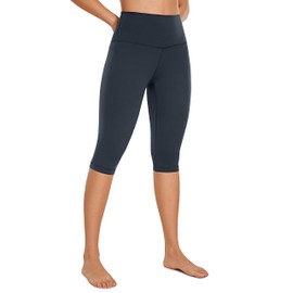 CRZ YOGA Butterluxe Womens Capri Leggings - 14.5" Knee Length High Waisted Summer Workout Buttery Soft Pants True Navy Small