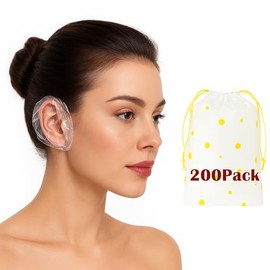 Paquete de 200 cubrebocas desechables impermeables para la ducha y el tinte para el cabello, tapones de plástico transparente con elástico suave, tall