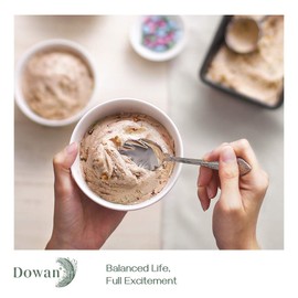 DOWAN 10 OZ Small Dessert Bowls - 4.5" Ceramic Cereal Bowls Set of 8 - Porcelain Off-White Bowl for Side Dishes, Rice, Ice Cream, Oatmeal, Fruit, Soup - Dishwasher & Microwave Safe