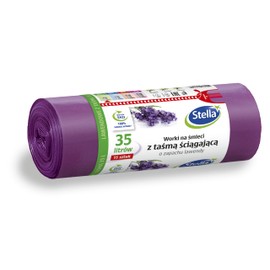 Stella 009893 Bin Liners with Drawstring, 35 L, Pack of 15, Lavender Fragrance, Rubbish Bag, Rubbish Bag, Rubbish Bag, Rubbish Bags for Household Rubbish Office, Made of LDPE Film, Made of Regranules, Colour: Lavender / Purple
