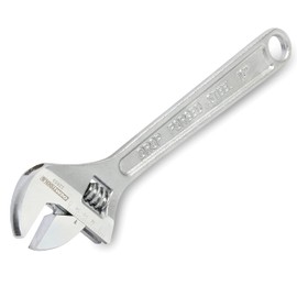 OEMTOOLS 22652 10 Inch Adjustable Wrench, Chrome Plated Wide Jaw Adjustable Wrench, Heat-Treated Alloy Steel, Rust-Resistant, Precision Jaw Adjustment