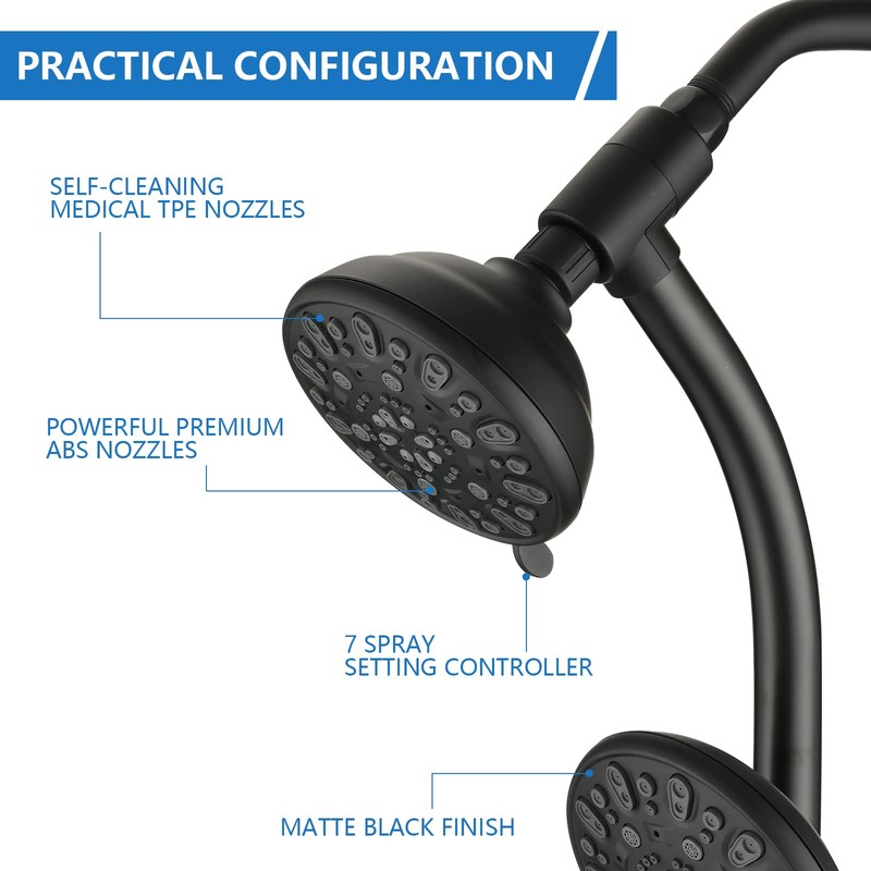 UCLIMAA High Pressure 48-Settings Shower Head with Handheld Shower,Drill-Free 3-Way